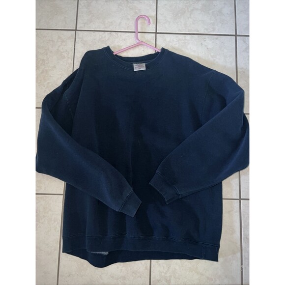VINTAGE Pluma Sweatshirt Mens 2XL Heavy Fleece Blank Crew Neck Pullover Blue - Picture 1 of 3